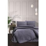 Mulberry Çift Kişilik Nevresim Takımı Pamuk Saten Çizgili %100 Pamuk 200*220 Antrasit
