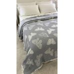 Mulberry Kelebek Desen 4 Katlı Müslin Pike Yatak Örtüsü Battal Boy 240X260 cm - Antrasit - 240 x 260 cm