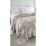 Mulberry Kelebek Desen 4 Katlı Müslin Pike Yatak Örtüsü Battal Boy 240X260 cm - Bej - 240 x 260 cm