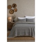 Mulberry King Size Dokuma Pike Takımı 240x260 cm 2 Yastık Kılıflı Saçak Detaylı Örtü Seti