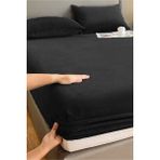 Mulberry Kışlık Tek Kişilik Kadife Lastikli Çarşaf 100X200+30 - Siyah