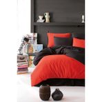 Mulberry Nevresim Takımı Çift Taraflı %100 Pamuk Çift Kişilik Lastikli 200X220 -Siyah Kırmızı - 200 x 220 cm - Siyah - Kırmızı