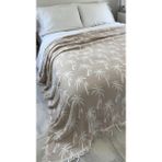 Mulberry Palmiye Desen 4 Katlı Müslin Pike Yatak Örtüsü Battal Boy 240X260 cm - Bej - 240 x 260 cm