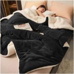 Mulberry Sherpa Polar Battaniye Çift Taraflı Çift Kişilik 220X240 cm - 220 x 240 cm - Siyah