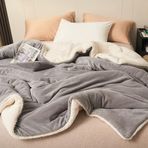 Mulberry Sherpa Polar Battaniye Çift Taraflı Çift Kişilik 220x240 cm Açık Gri Polyester