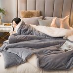 Mulberry Sherpa Polar Battaniye Çift Taraflı Tek Kişilik 160x220 cm Açık Gri