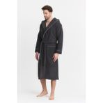 Mulberry Triga Erkek Bornoz %100 Pamuk Kapüşonlu - 2XL - Antrasit