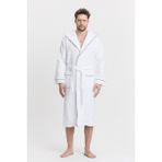 Mulberry Triga Erkek Bornoz %100 Pamuk Kapüşonlu - 3XL - Beyaz
