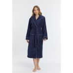 Mulberry Triga Kapüşonlu Kadın Bornozu %100 Pamuk - 2XL - Lacivert