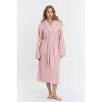 Mulberry Triga Kapüşonlu Kadın Bornozu %100 Pamuk - 2XL - Pembe