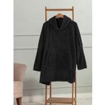Mulberry Wellsoft Kapşonlu Giyilebilir Tv Battaniyesi unisex Over size - Siyah