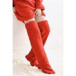 Mulberry Wellsoft Peluş Diz Üstü Ev Çorabı Uzun Çorap Kırmızı