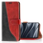 Mulbess Xiaomi Redmi Note 14 5G için Folyo Kılıf, Koruma Kapağı, Kredi Kartı Yuvası, Kick-Stand, Manyetik Deri Cüzdan - Şık Şarap Kırmızısı