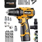 Müller Alman EX-Torq 58 V 6 Ah Otomatik Korumalı Metal Şanzuman 27 Parça Çift Akülü Şarjlı Matkap