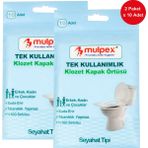 Mulpex Tek Kullanımlık Suda Çözünür Klozet Kapak Örtüsü - 2 x 10 Lu Paket | Hijyenik ve Pratik Seyahat Aksesuarı - Beyaz