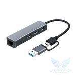 Multi Girişli Usb Type-C Ethernet Adaptör 3 Port Usb 3.0 Hub Rj45 Gigabit 1000 Mbps Lan Dönüştürücü Macbook / Laptop Uyumlu