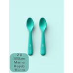 Multiamo 2'li Silikon Mama Kaşığı 15 cm %100 Silikon Bpa Free - Yeşil