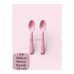 Multiamo 2'li Silikon Mama Kaşığı 15 cm, Açık Pembe