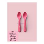 Multiamo 2'li Silikon Mama Kaşığı 15 cm, Koyu Pembe