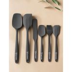 Multiamo 6lı Takım Yanmaz Yapışmaz Slikon Yumurta Fırçası Kaşık Bıçak Pasta Spatula Seti - Gri