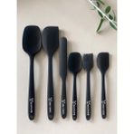 Multiamo 6lı Takım Yanmaz Yapışmaz Slikon Yumurta Fırçası Kaşık Bıçak Pasta Spatula Seti - Siyah