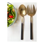 Multiamo Büyük Boy Çelik Servis Kaşığı Servis Çatalı 27 cm 2Li Set, Altın