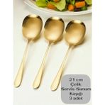 Multiamo Çelik 21 cm 3 Adet Servis Kaşığı / Sunum Kaşığı - Gold