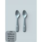 Multiamo İvory 2'li Silikon Mama Kaşığı 15 cm %100 Silikon Bpa Free - Gri