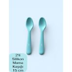 Multiamo İvory 2'li Silikon Mama Kaşığı 15 cm %100 Silikon Bpa Free - Mavi