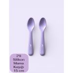 Multiamo İvory 2'li Silikon Mama Kaşığı 15 cm %100 Silikon Bpa Free - Mor