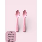 Multiamo İvory 2'li Silikon Mama Kaşığı 15 cm %100 Silikon Bpa Free - Pembe