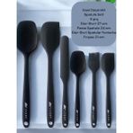 Multiamo İvory 6 Parça Spatula Seti Yanmaz Yapışmaz Slikon Yumurta Fırçası Kaşık Bıçak Pasta Spatula Seti - Siyah