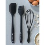 Multiamo İvory Isıya Dayanıklı Silikon Büyük Boy Tatlı-Pasta Hazırlık Seti Sivri Spatula/yumurta Fırçası/çırpıcı - Siyah