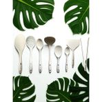 Multiamo İvory Isıya Dayanıklı Silikon Kevgir Kepçe Spatula Kaşık Maşa Seti (30-28-22-20 Cm) 8 Parça - Krem