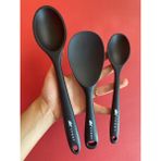 Multiamo İvory Sert Uçlu Isıya Dayanıklı Silikon Uzun Kaşık 28 cm / Kısa Kaşık 22 cm / Kısa Derin Kaşık 20 cm - Siyah