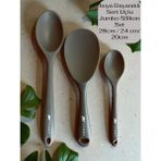 Multiamo İvory Sert Uçlu Isıya Dayanıklı Silikon Uzun Kısa Derin Kaşık 28 Cm-20 Cm/jumbo Pilav Kaşığı 24 cm - Gri