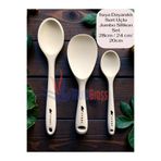 Multiamo Sert Uçlu Isıya Dayanıklı Silikon Kaşık Seti, 28 cm / 24 cm / 20 cm, Krem