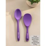 Multiamo Sert Uçlu Isıya Dayanıklı Yanmaz Yapışmaz Silikon Uzun Kaşık 28 cm + Kısa Kaşık 22 cm / 2 Adet - Mor