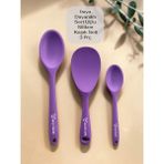 Multiamo Sert Uçlu Isıya Dayanıklı Yanmaz Yapışmaz Silikon Uzun Kısa Derin Kaşık 28 Cm-20 Cm/kısa Kaşık 22 cm - Mor