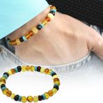 Multicolor Renk Firuze Doğaltaş Süslemeli Natural Form Doğal Damla Kehribar Erkek Bileklik