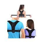 MultiFlexPro Dik Duruş Korsesi Kamburluk Önleyici Omuz Destekli Unisex Siyah Deri Desenli Kemerli Ayarlanabilir