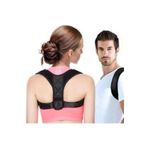 MultiFlexPro Kamburluk Önleyici Omuz Dik Duruş Korsesi Unisex Siyah Posturex Desenli Kemerli Ayarlanabilir