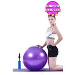 MultiFlexPro Mor Pilates Topu 65 Cm Deluxe Yoga Plates Egzersiz Topu Ball Şişirme Pompası Seti Mor