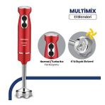 Multimix Kırmızı 1000 Watt 4 Bıçaklı Paslanmaz Çelik Turbo Hız Ayarlı El Blender BY5212K