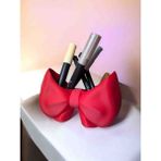 Multiogz Fiyonk Makyaj Fırça Organizeri | 3D Baskı Dekoratif Makyaj Malzemesi Saklama Kutusu | Brush Holder - kırmızı