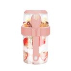 MultiOutools Kapaklı Gecelik Yulaf Kapları, 825 ml Yolda Kahvaltı Bardakları, Seyahat, Spor Salonu, Ofis için Kaşıklı Take and Go Yoğurt Kabı (Pembe)