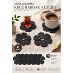 MultiTrendy Çiçek Tasarımlı Keçe 6’lı Bardak Altlığı 9 Cm Çay Fincan Kupa Mum Bardak Altlığı Dekoratif Supla