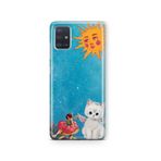 Multitronic Galaxy M31S ile Uyumlu, Güneşli Peri ve Melek Kedi Desenli, Şeffaf Silikon Telefon Kılıfı