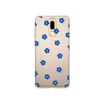 Multitronic Huawei Mate 10 Lite ile Uyumlu Mavi Çiçek Desenli Şeffaf Telefon Kılıfı