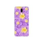 Multitronic Huawei Mate 10 Lite ile Uyumlu Mor Sarı Çiçek Desenli Şeffaf Telefon Kılıfı